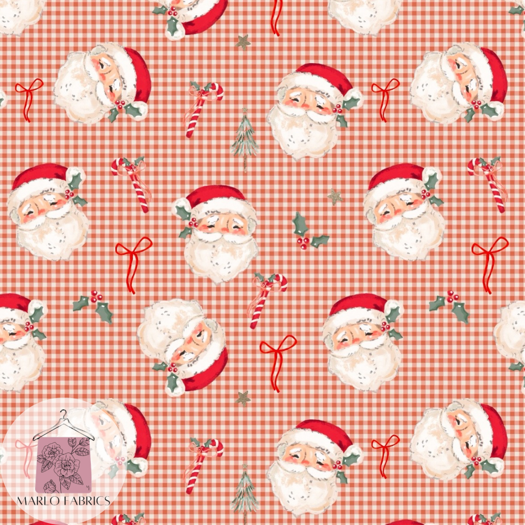 Vintage Santa - Red Gingham