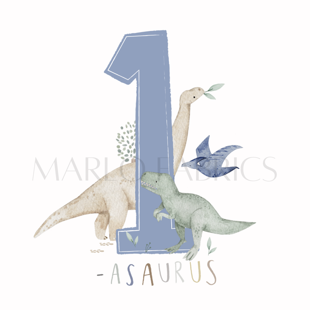 Dino Birthday - one - blue - Heat Transfer