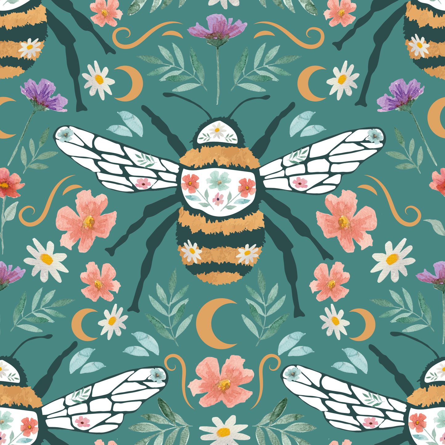 Midsummer Bees - Teal - Pre Order 97
