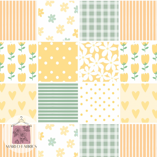 Floral Patchwork - Lemon & Sage- Pre Order 534
