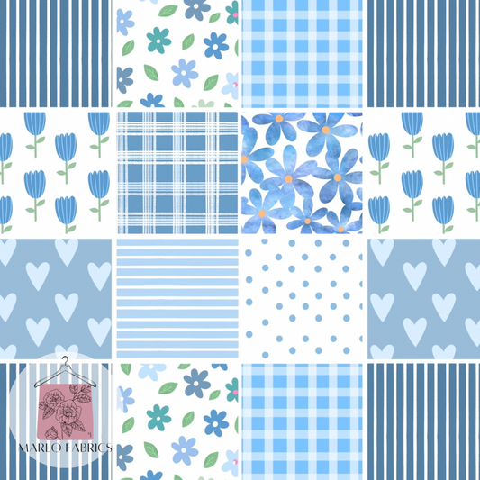 Floral Patchwork - Blue - Pre Order 533