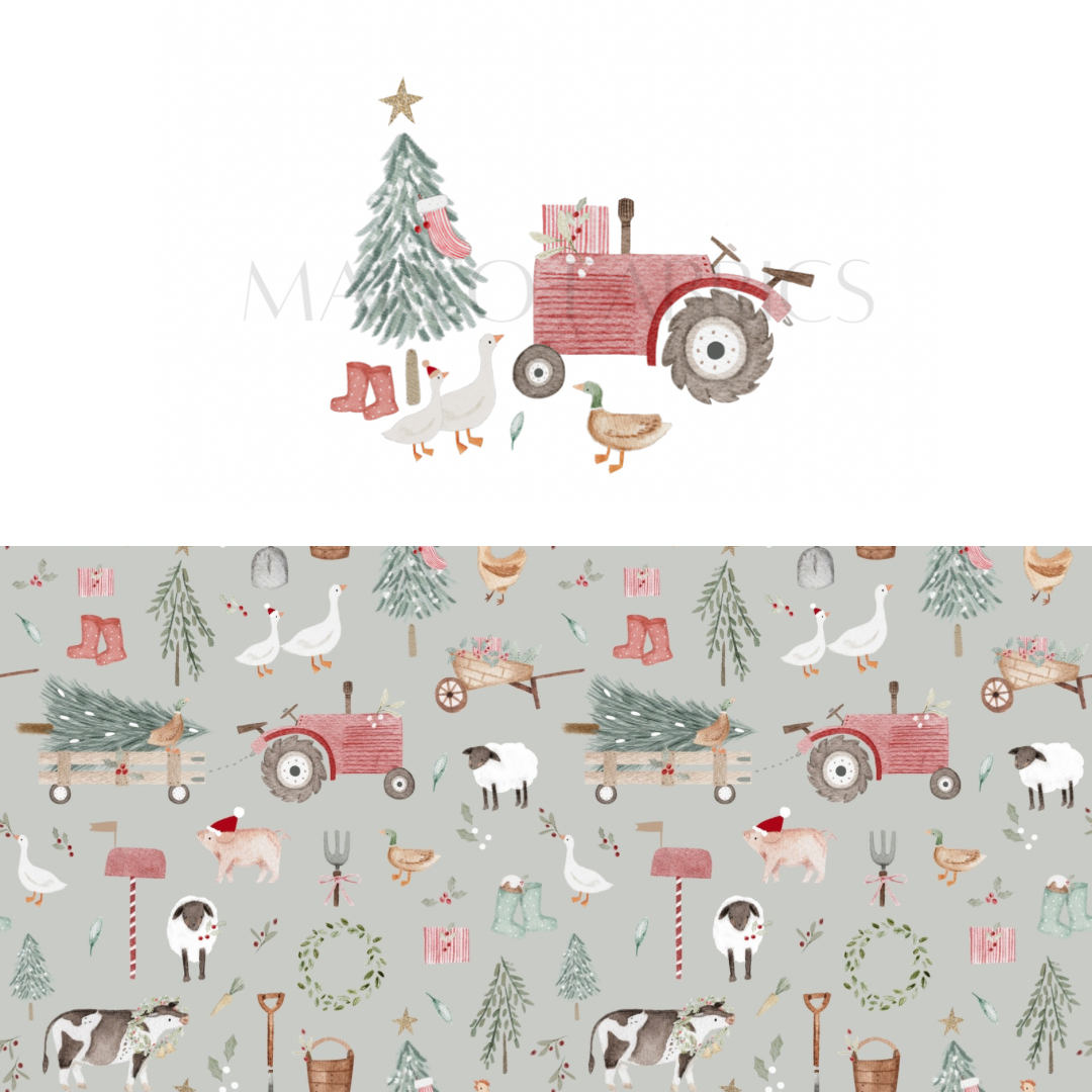 Gingers Farm Xmas Tractor Heat Transfer