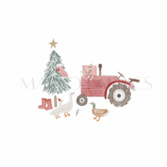 Gingers Farm Xmas Tractor Heat Transfer